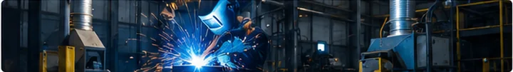 Welding and metal fabrication shop with industrial dust extraction