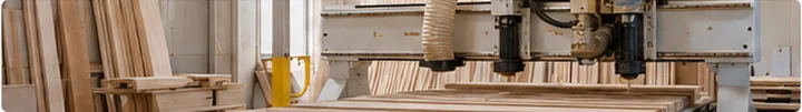 Woodworking and millwork shop with CNC equipment and dust extraction